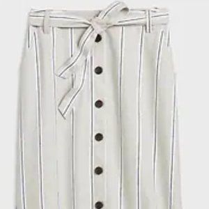 Banana Republic Factory Striped Linen Blend Button Down Midi Skirt